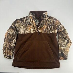 Drake Waterfowl Systems Pullover Fleece Jacket Youth Size 10 Camo Brown
